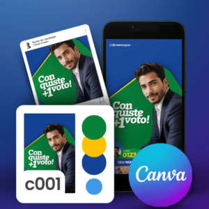 Kit Político Pack Campanha Politica Eleitoral de Design no Canva Templates para Impressos Verde, Azul e Amarelo
