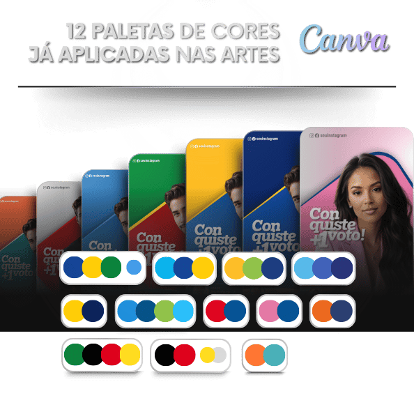 Kit Político Pack de Design no Canva e Segundo Cerebro Notion Para Campanhas Eleitorais e Políticas-Paletas de cores