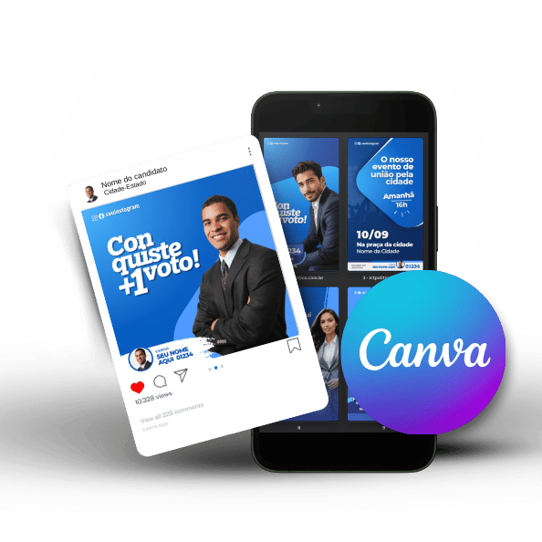 Kit Político Pack de Design no Canva e Segundo Cerebro Notion Para Campanhas Eleitorais e Políticas-Templates para Redes Sociais