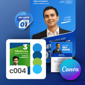 Pack Campanha Eleitoral Artes Impresso para Grafica no Canva Templates Kit Político