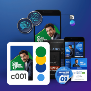 Pack Campanha Politica Eleitoral Completo Artes Design no Canva e Segundo Cerebro Notion Para Candidatos Eleitorais e Políticos Verde Azul e Amarelo