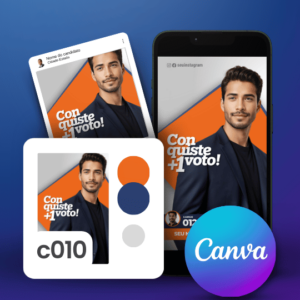 Pack Campanha Politica Eleitoral Design no Canva Templates para Redes Sociais Instagram Reels Kit Político Partido Novo Solidariedade Laranja e Azul