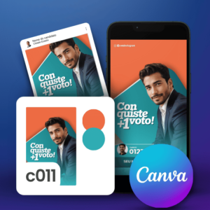 Pack Campanha Politica Eleitoral Design no Canva Templates para Redes Sociais Instagram Reels Kit Político Partido Pros Laranja e Verde Turquesa