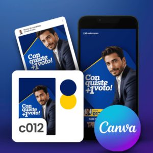 Pack Campanha Politica Eleitoral Design no Canva Templates para Redes Sociais Instagram Reels Kit Político Partido Azul e Amarelo