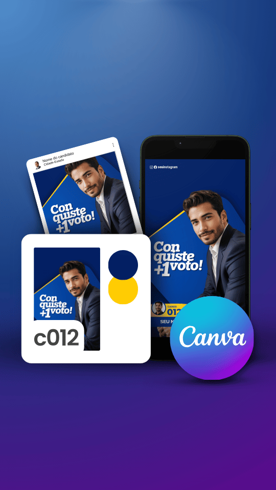 Pack Campanha Politica Eleitoral Design no Canva Templates para Redes Sociais Instagram Reels Kit Político Partido Azul e Amarelo