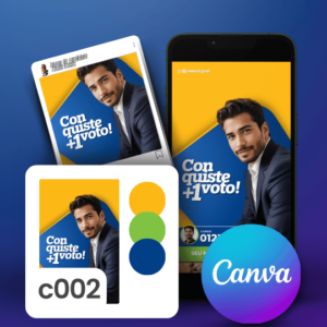 Kit Político Pack Campanha Politica Eleitoral de Design no Canva Templates para Redes Sociais Verde, Azul e Amarelo