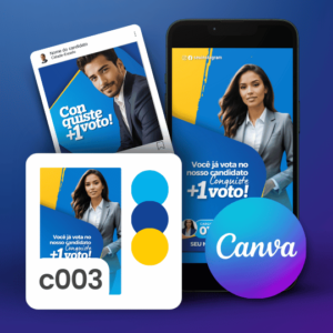 Kit Político Pack Campanha Politica Eleitoral de Design no Canva Templates para Redes Sociais, Azul e Amarelo Uniao Brasil