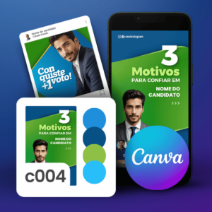 Kit Político Pack Campanha Politica Eleitoral de Design no Canva Templates para Redes Sociais, azul e Verde Democratas