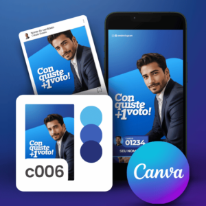 Kit Político Pack Campanha Politica Eleitoral de Design no Canva Templates para Redes Sociais, Azul Progressistas