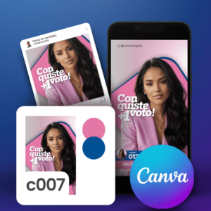 Pack Campanha Politica Eleitoral Design Completo Canva Criativos Instagram e Facebook KitPolitico Partidos de Mulherer PLMulher Democratas Mulher PRTB Mulher Rosa e Azul