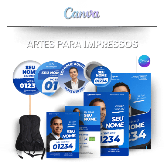 Kit Político Pack de Design no Canva Campanhas Eleitorais e Políticas -Templates para Artes de Impressos